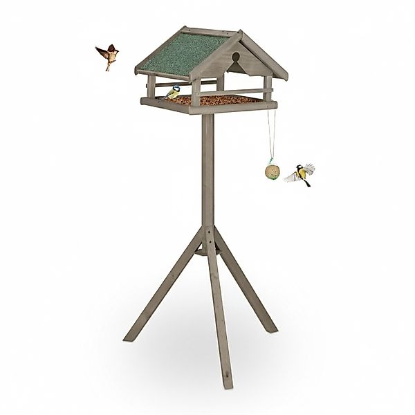 relaxdays Vogelhaus Vogelfutterhaus mit Dreibein, braun günstig online kaufen
