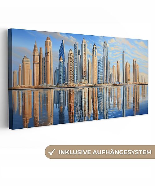 OneMillionCanvasses® Leinwandbild Panorama Skyline - Wolkenkratzer günstig online kaufen