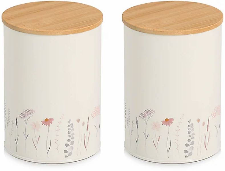 Zeller Present Vorratsdose »"Flowers", 2-tlg.«, (Set, 2 tlg.), luftdicht, p günstig online kaufen