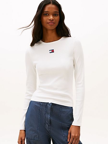 Tommy Jeans Langarmshirt "TJW SLIM LS BADGE TEE EXT" Baumwollmischung, Stre günstig online kaufen