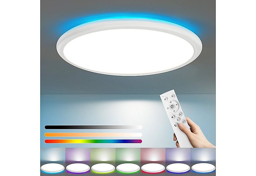 ZMH LED Deckenleuchte Whonzimmer mit RGB Hintergrundlampe Panel Rund/Quadra günstig online kaufen