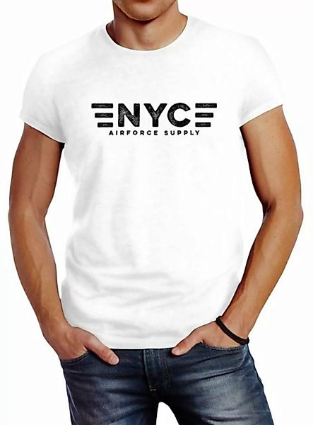Neverless Print-Shirt Herren T-Shirt Aufdruck NYC New York City Airforce Su günstig online kaufen