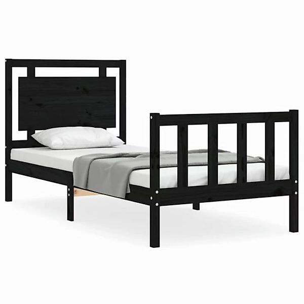 vidaXL Bett Massivholzbett mit Kopfteil Schwarz 90x190 cm günstig online kaufen