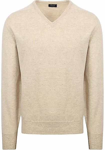 William Lockie V-Ausschnitt Pullover Lammwolle Beige - Größe M günstig online kaufen