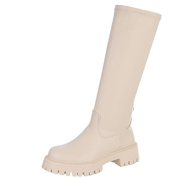 Ital-Design Kniehohe Damenstiefel mit bequemer Sohle für Alltag Plateaustie günstig online kaufen