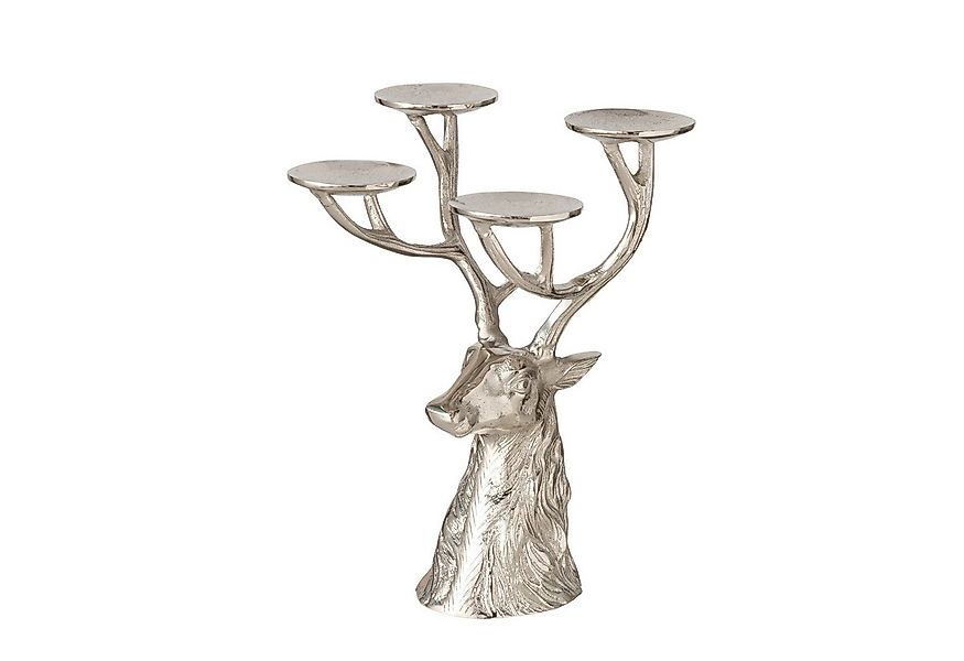 MF Kerzenhalter Kerzenleuchter Russell Silber Hirsch Design Aluminium 4-fla günstig online kaufen