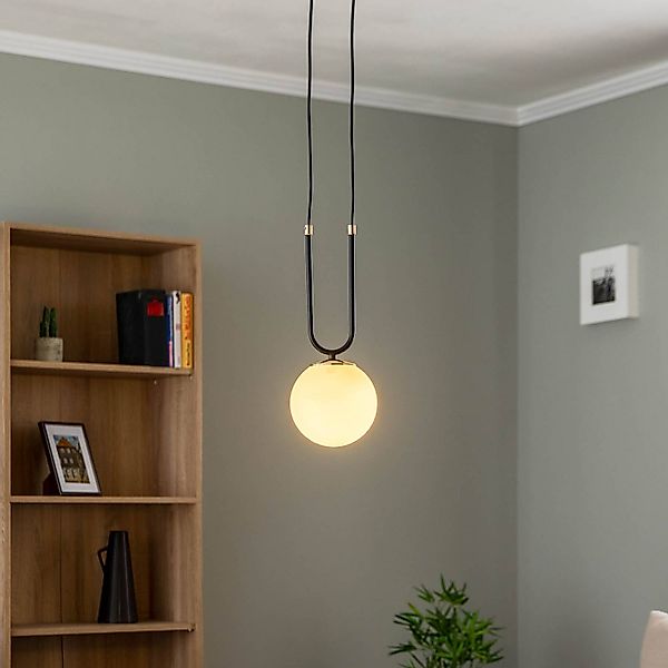 Pendellampe Glam, schwarz/opal, einflammig günstig online kaufen