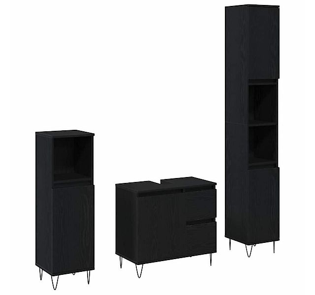 vidaXL Badezimmer-Set Badezimmermöbel-Set 3 pcs Schwarz Eichen-Optik 30 x 3 günstig online kaufen