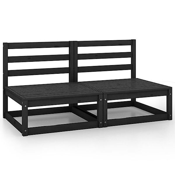 vidaXL Sofaelement Garten-Mittelsofas 2 Stk. Schwarz Kiefer Massivholz (1 S günstig online kaufen