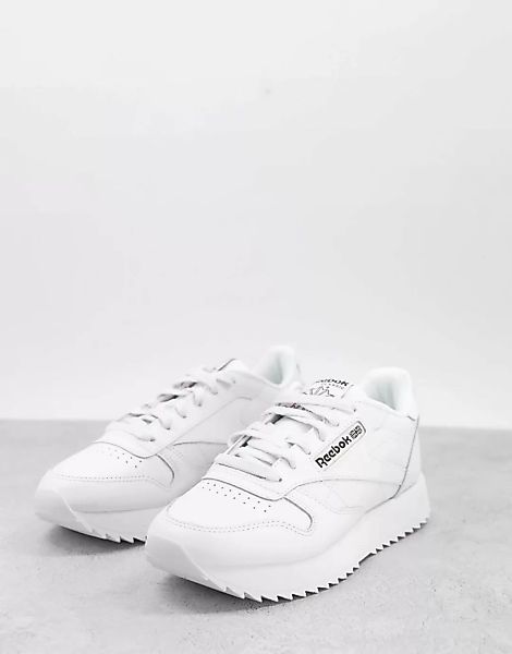 Reebok Classic – Ripple – Leder-Sneaker in Triple-Weiß mit geriffeltem Prof günstig online kaufen