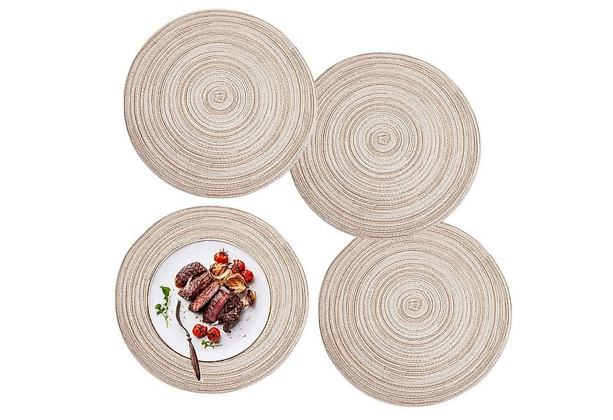 Coonoor Platzset 4er Set runde Platzdeckchen, waschbar, hitzebeständig, gef günstig online kaufen