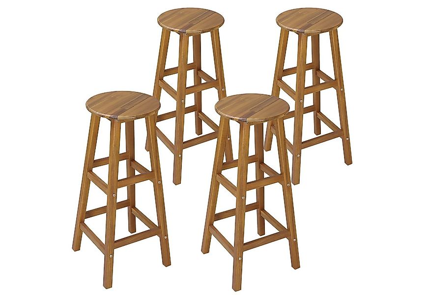 Casaria Barhocker, Holz Akazie Outdoor 75cm Sitzhöhe Fußstütze 150kg Belast günstig online kaufen