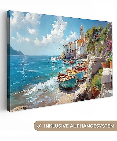 OneMillionCanvasses® Leinwandbild Boote - Felsen - günstig online kaufen