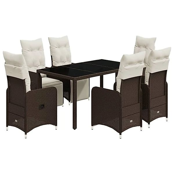 vidaXL 7-tlg Garten-Bistro-Set mit Kissen Braun Poly Rattan Modell 2 günstig online kaufen