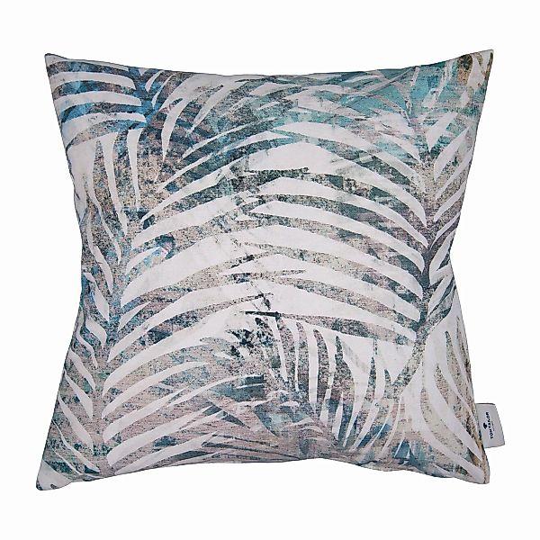 home24 Tom Tailor Kissenbezug T-Palm Leaves Natur/Blau 50x50 cm (BxH) Baumw günstig online kaufen