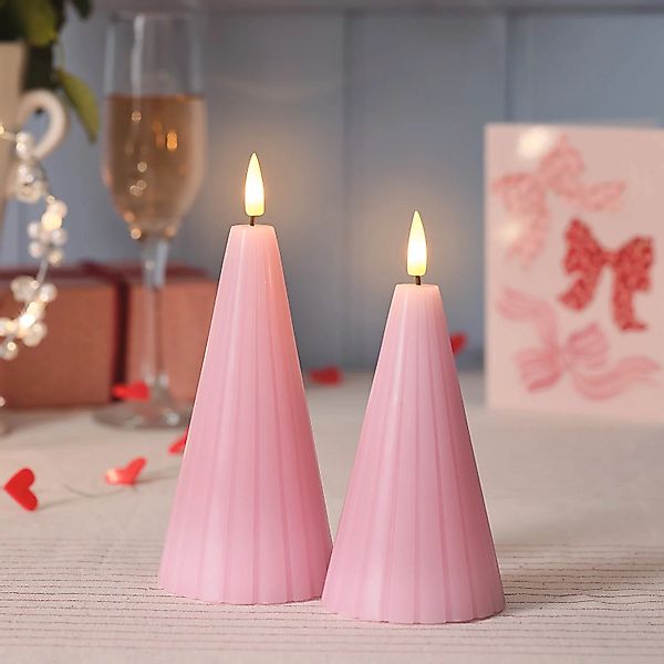 2er Set TruGlow® LED-Kegelkerzen mit Fernbedienung günstig online kaufen