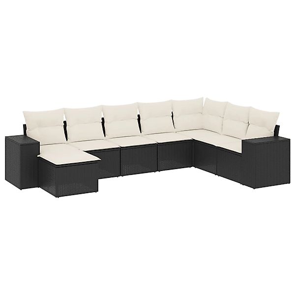 vidaXL 8-Tlg Garten-Sofagarnitur mit Kissen Schwarz Poly Rattan 3222955 günstig online kaufen