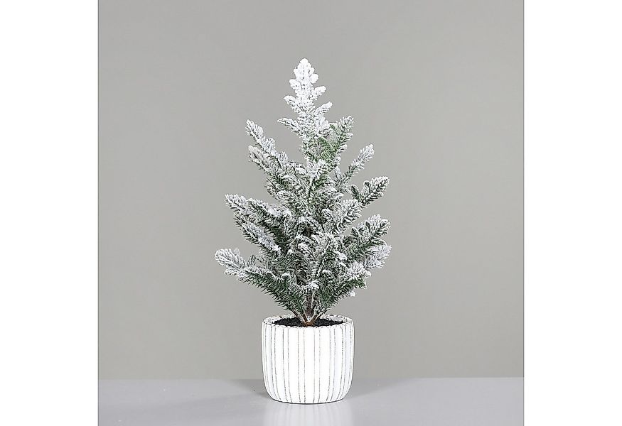 Kunstbaum Tannenbaum mit Schnee im weißen Deko Zemettopf DP künstlicher Wei günstig online kaufen