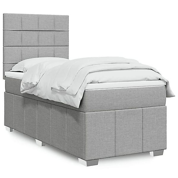 vidaXL Bettgestell Boxspringbett mit Matratze Hellgrau 90x200 cm Stoff Bett günstig online kaufen