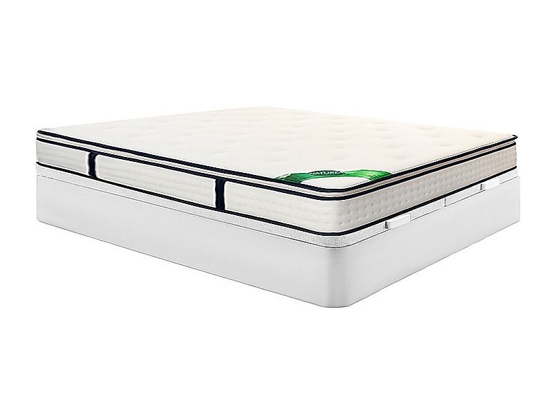 Bett-Set 180 x 200 cm, Bettkasten weiß + 7-Zonen-Taschenfederkernmatratze m günstig online kaufen