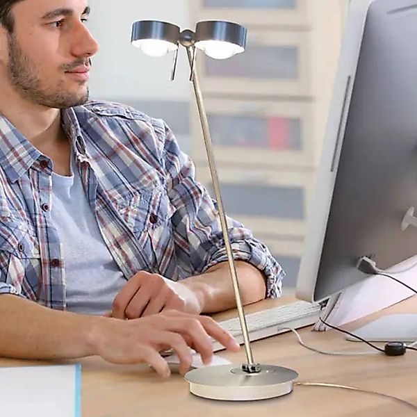 LED-Tischleuchte Puk Table Twin chrom günstig online kaufen