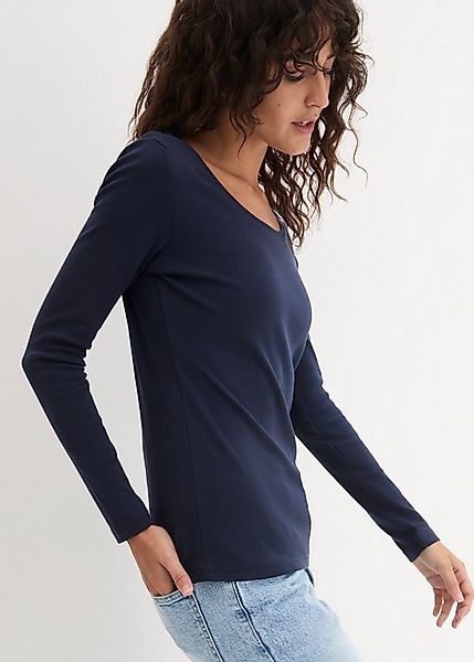 bonprix Langarmshirt leicht taillierte Passform, Rundhalsausschnitt, aus re günstig online kaufen
