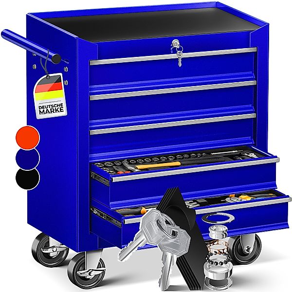 MASKO Werkstattwagen, 5 Fächer Blau, Werkzeugwagen günstig online kaufen