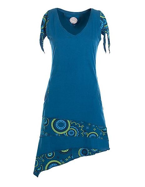 Vishes Zipfelkleid Damen Baumwolle Patchwork Design asymmetrischer Ausschni günstig online kaufen