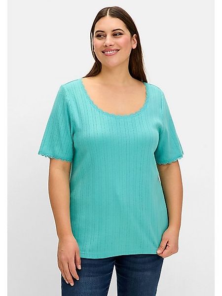 Sheego T-Shirt Große Größen mit Ajourmuster und Spitzendetails günstig online kaufen