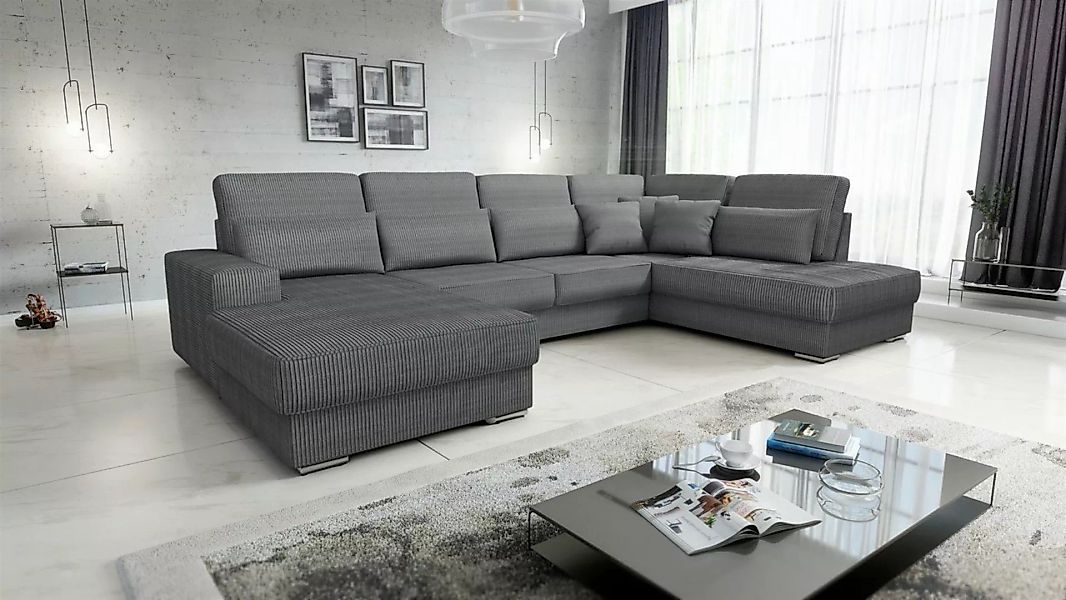 Fun Möbel Wohnlandschaft Sofa U-Form NEVIO in Stoff Scala, Ottomane Links o günstig online kaufen