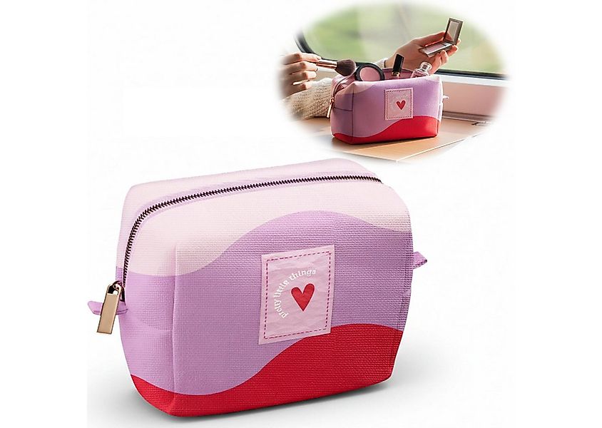LS-LebenStil Kulturbeutel Kosmetiktasche Herz 14x11cm kleine Schminktasche günstig online kaufen