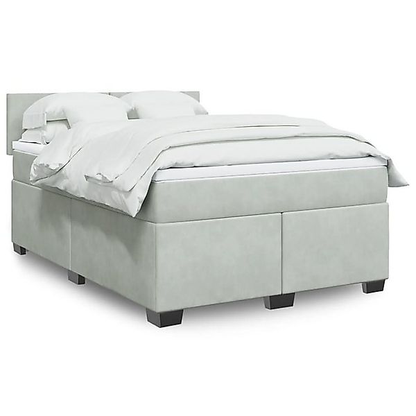 vidaXL Boxspringbett, Boxspringbett mit Matratze Hellgrau 160x200 cm Samt günstig online kaufen