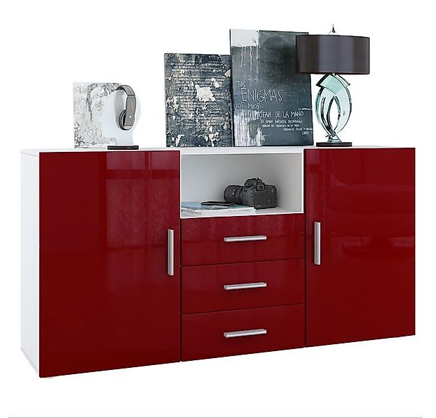Vladon Sideboard Skadu (Kommode, mit 2 Türen, 3 Schubladen und 1 offenem Fa günstig online kaufen