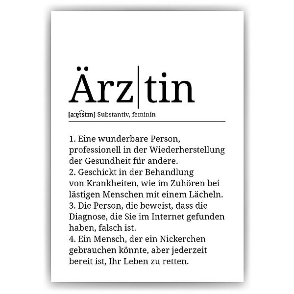 Tigerlino Poster Ärztin Definition Wandbild Medizinerin günstig online kaufen