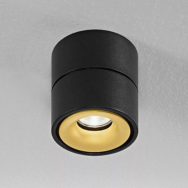 Egger Clippo LED-Deckenspot, schwarz-gold, 2.700K günstig online kaufen