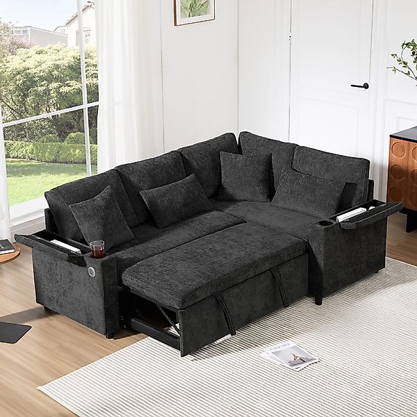 Merax Ecksofa L-förmiges ausziehbares Sofa mit günstig online kaufen