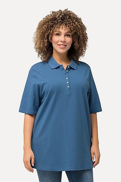 Ulla Popken T-Shirt Poloshirt Piqué Polokragen Samt-Knopfleiste günstig online kaufen