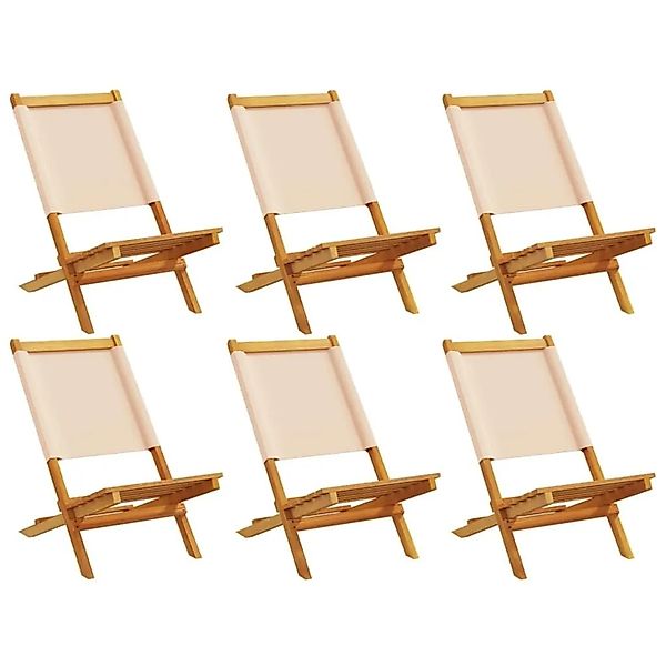 vidaXL Gartenstühle 6 Stk Klappbar Beige Stoff und Massivholz 3214647 günstig online kaufen