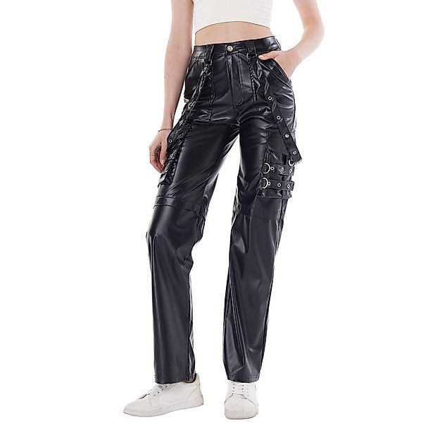 Ital-Design Lederimitathose Moderne Damenhosen mit Schnallen und Taschen fü günstig online kaufen