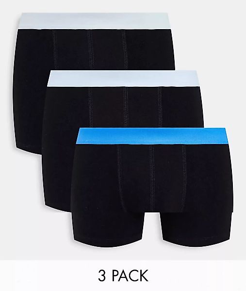 ASOS DESIGN – Unterhosen mit blauem Logobund im 3er-Pack-Mehrfarbig günstig online kaufen