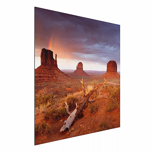 Alu-Dibond Bild - Quadrat Monument Valley bei Sonnenuntergang günstig online kaufen