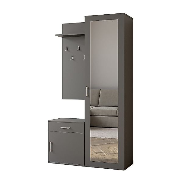 Beautysofa Kompaktgarderobe PAULA, mit Spiegel, Schuhschrank, günstig online kaufen