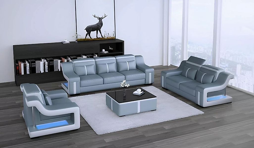 Xlmoebel Sofa Wohnzimmer Sitzgruppe aus Leder mit Polsterung - 3-Sitzer, 2- günstig online kaufen