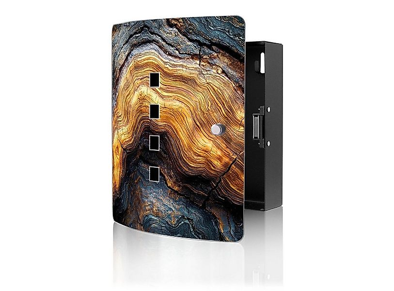 banjado Schlüsselkasten Edelstahl mit Motiv Holz Gemasert Fluss Gold (verst günstig online kaufen