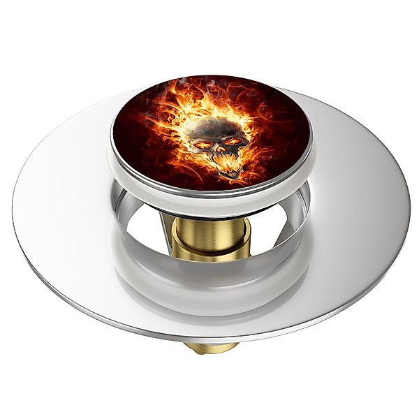 Sanilo Waschbeckenstöpsel Pop-Up Totenkopf in Flammen, günstig online kaufen