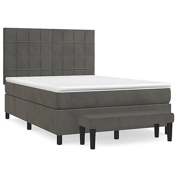 vidaXL Boxspringbett mit Matratze Dunkelgrau 140x200 cm Samt1350459 günstig online kaufen
