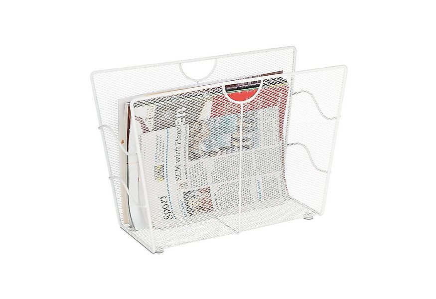 relaxdays Zeitungsständer Metall weiß günstig online kaufen
