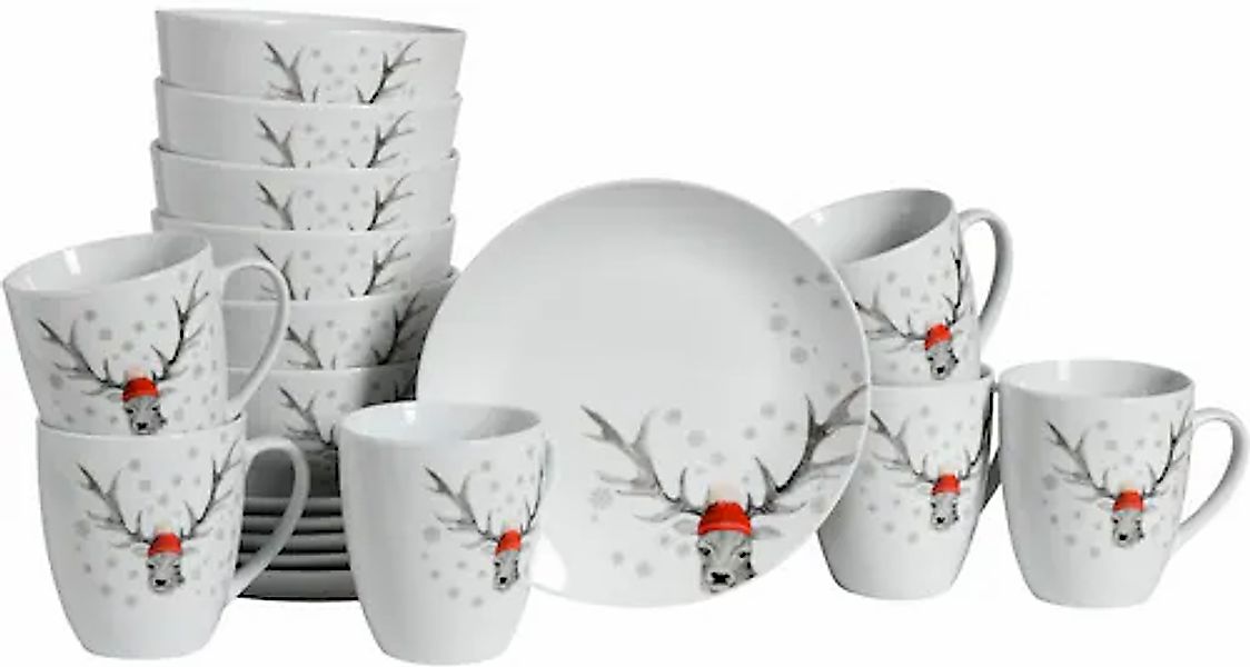 CreaTable Frühstücks-Geschirrset »Hirsch, Frühstücksset 18-tlg«, (Set, 18 t günstig online kaufen