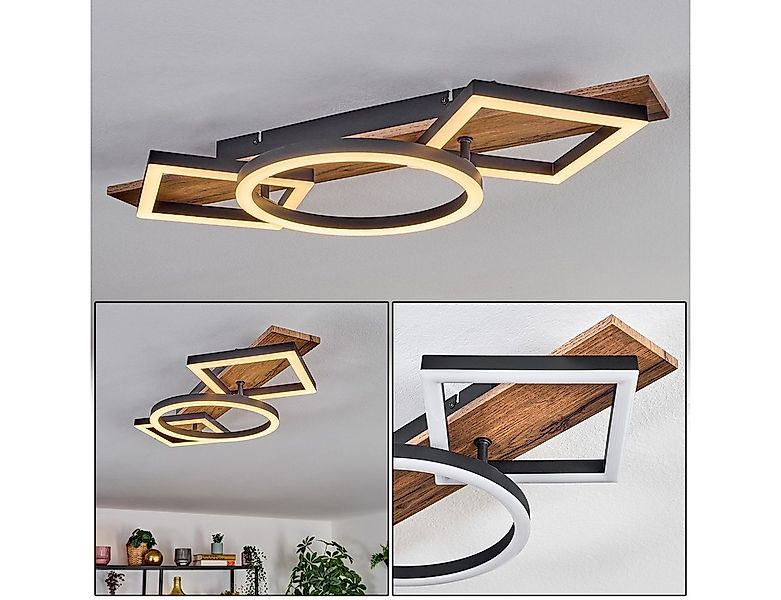 hofstein Deckenleuchte Deckenlampe aus Metall/MDF/Kunststoff in Schwarz/Hol günstig online kaufen