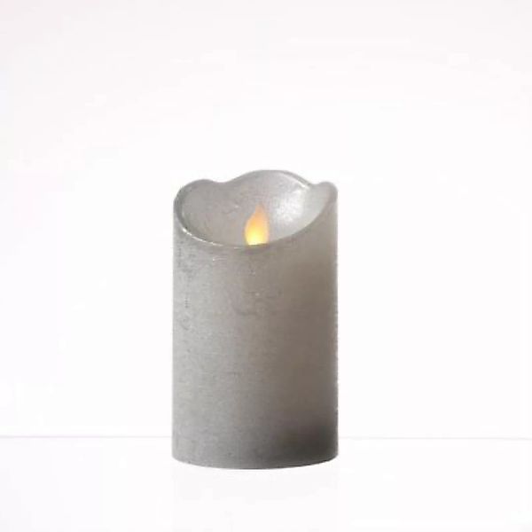 MARELIDA LED Kerze Twinkle Echtwachs bewegte Flamme D: 7,5cm H: 12,5cm silb günstig online kaufen